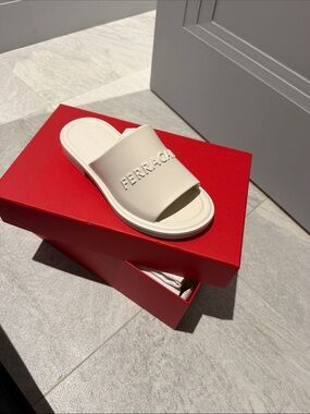Salvatore Ferragamo Ivory Slide Sandals